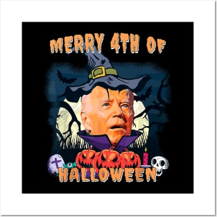 Merry 4th Of Halloween Funny Joe Biden Confused Happy Halloween Posters and Art